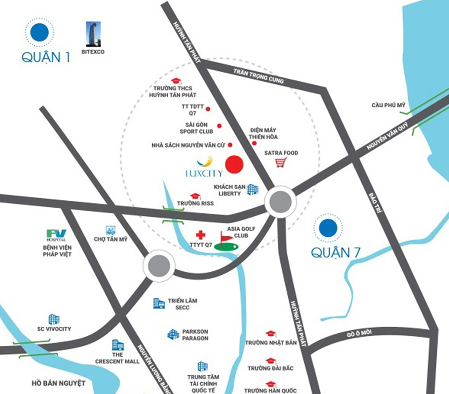 Bản đồ vị trí LuxCity tại số 528 Huỳnh Tấn Phát