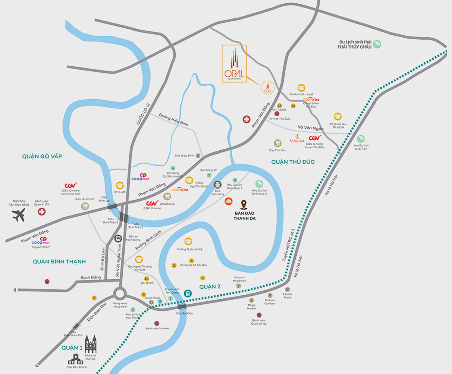 Bản đồ vị trí Opal Boulevard tại số 18 Kha Vạn Cân