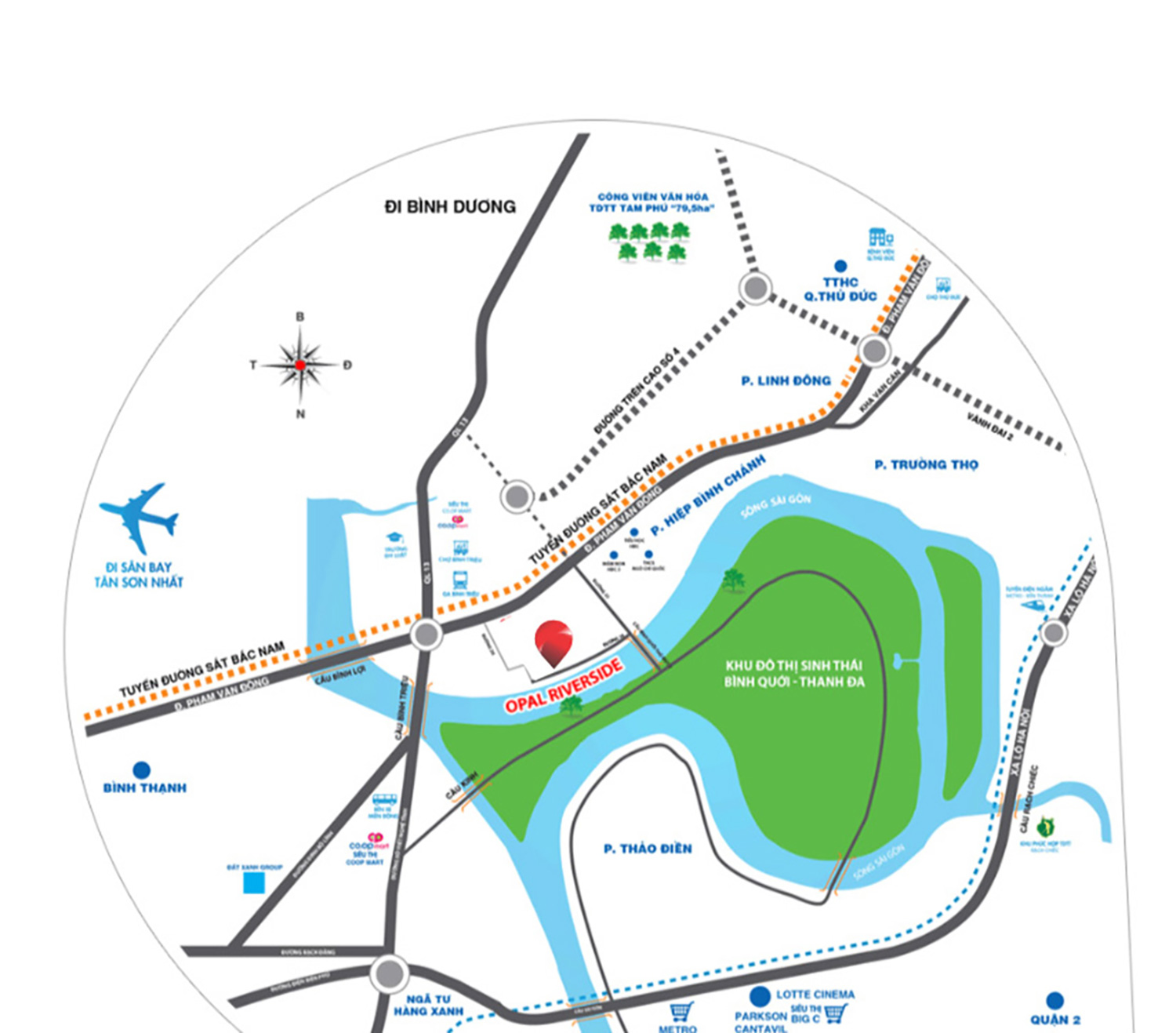Bản đồ vị trí Opal Riverside tại phường Hiệp Bình